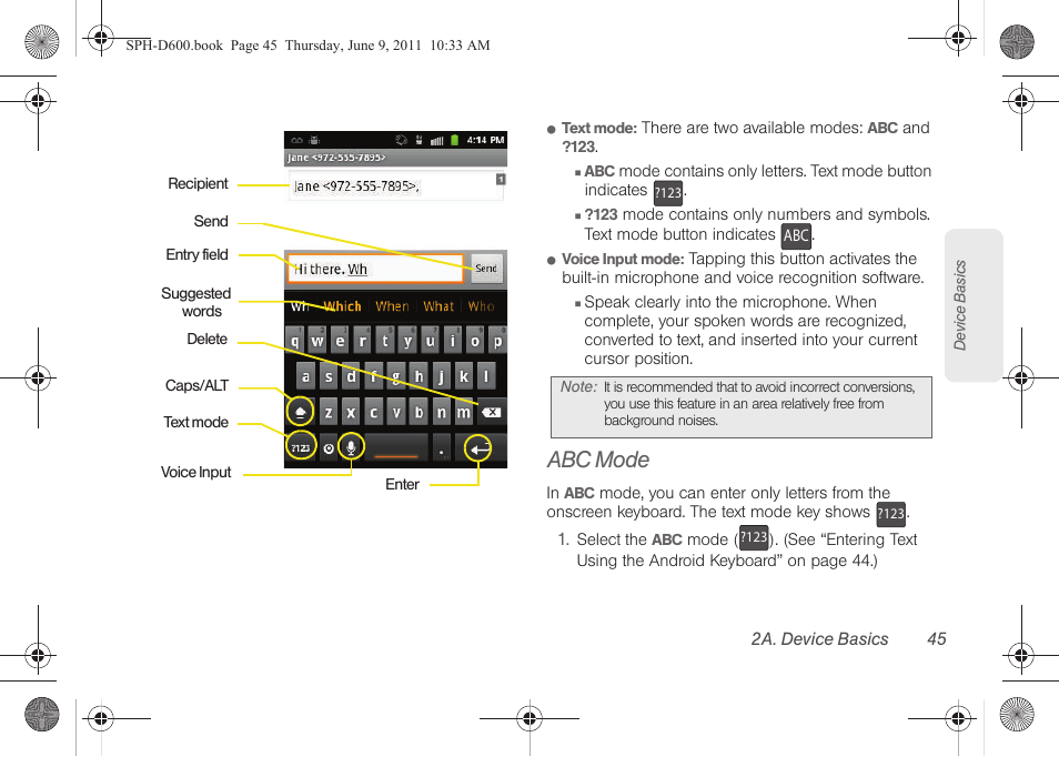 Abc mode | Samsung D-44867 User Manual | Page 59 / 250