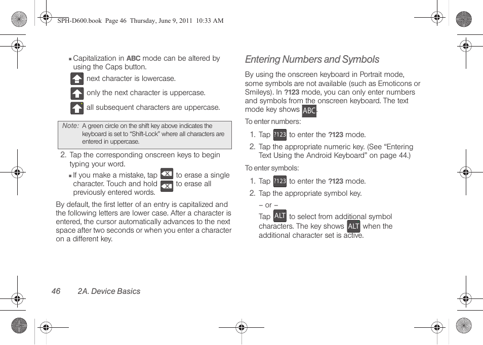 Entering numbers and symbols | Samsung D-44867 User Manual | Page 60 / 250