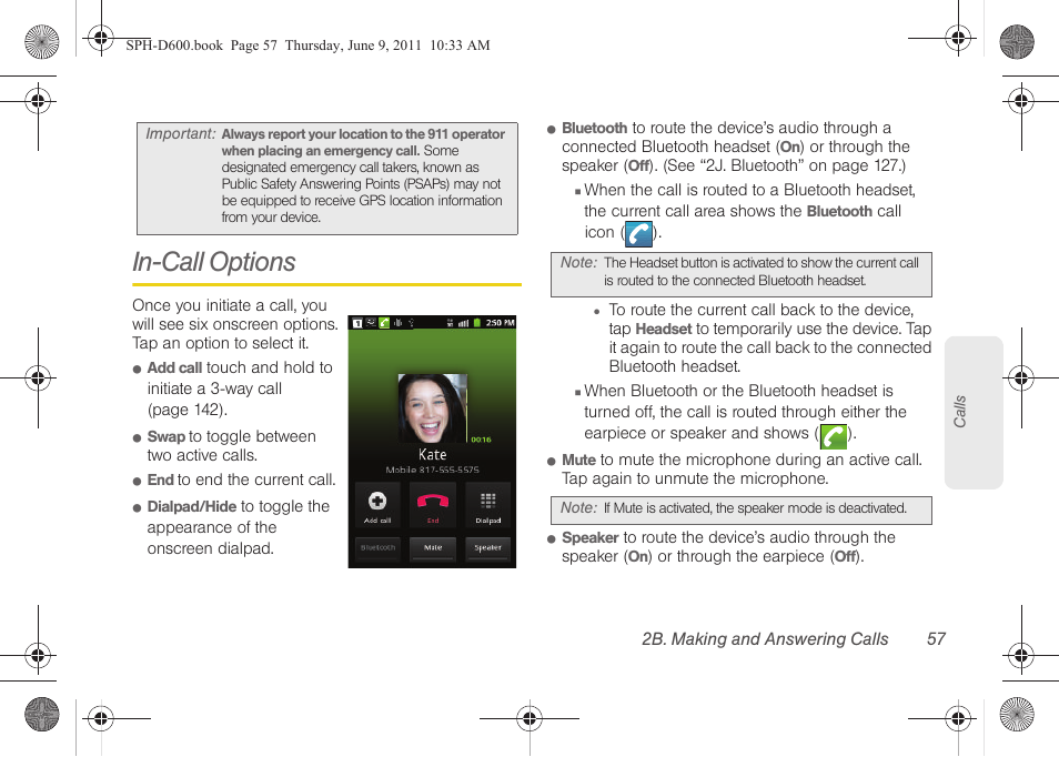 In-call options | Samsung D-44867 User Manual | Page 71 / 250