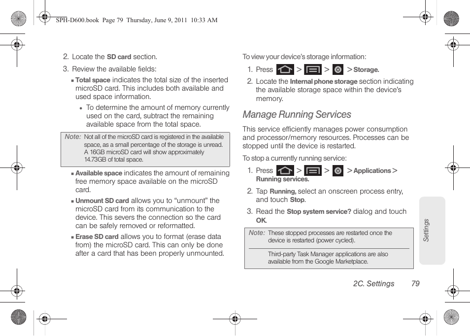 Manage running services | Samsung D-44867 User Manual | Page 93 / 250