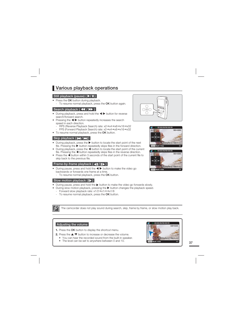 Various playback operations | Samsung HMX-U20LN User Manual | Page 47 / 94