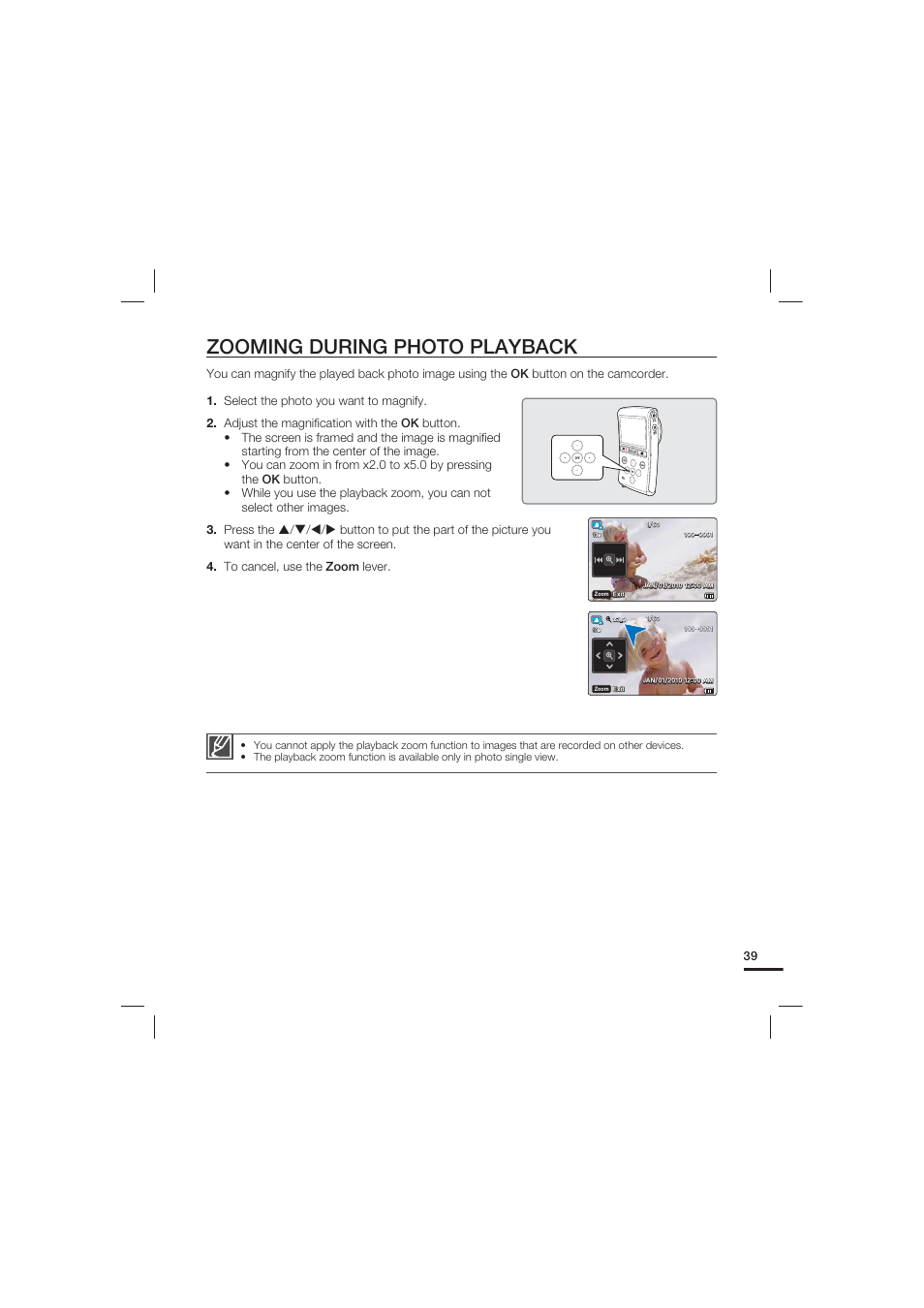 Zooming during photo playback | Samsung HMX-U20LN User Manual | Page 49 / 94