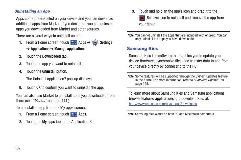 Samsung kies | Samsung Galaxy Tab 8.9 User Manual | Page 106 / 188