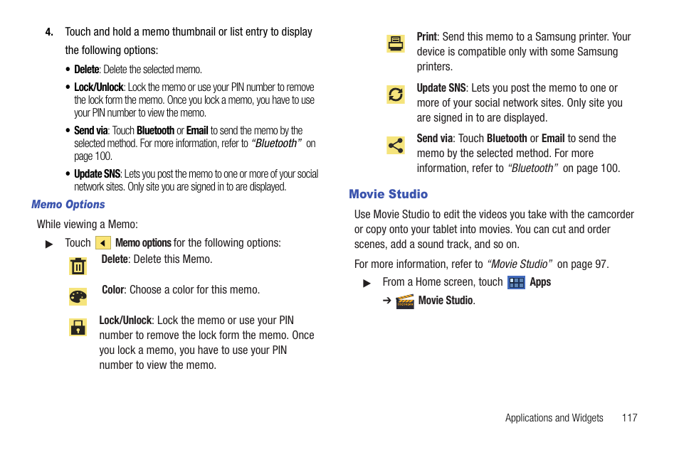 Movie studio | Samsung Galaxy Tab 8.9 User Manual | Page 121 / 188