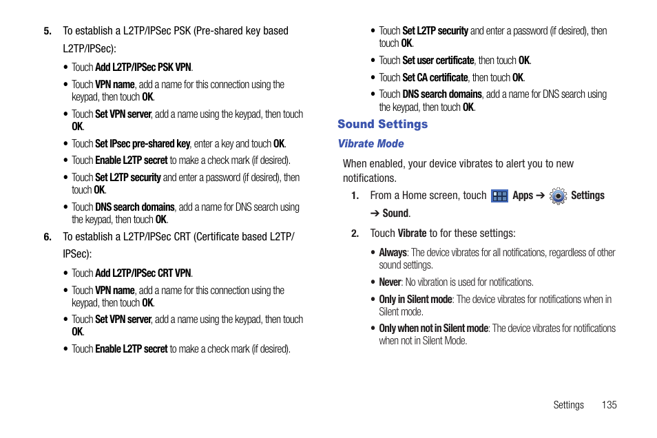 Sound settings | Samsung Galaxy Tab 8.9 User Manual | Page 139 / 188