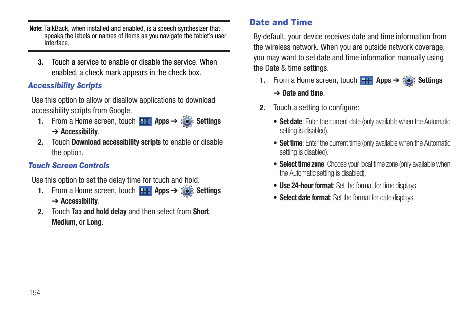 Date and time, E current time. for more information, refer to | Samsung Galaxy Tab 8.9 User Manual | Page 158 / 188