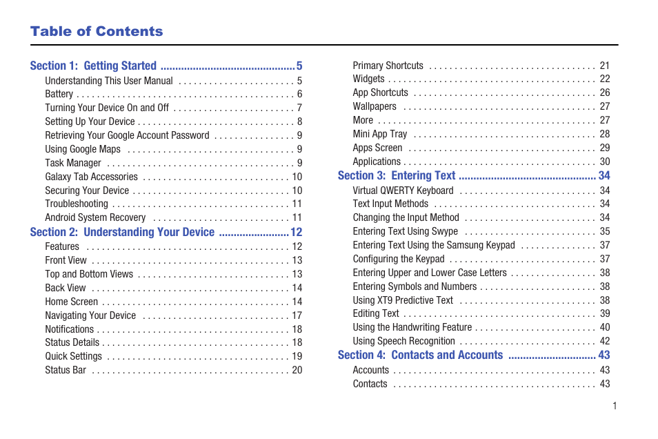 Samsung Galaxy Tab 8.9 User Manual | Page 5 / 188