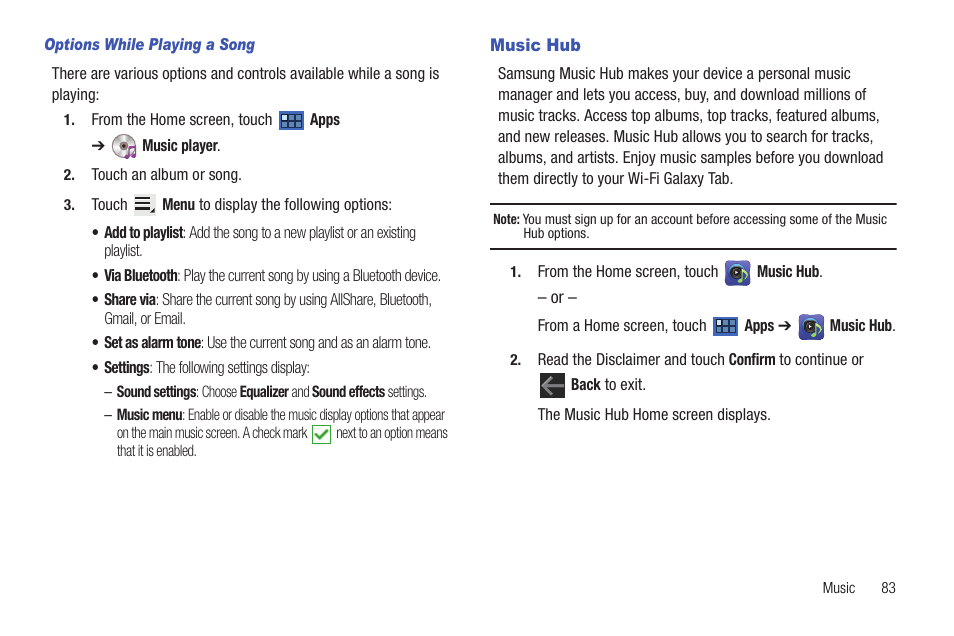 Music hub | Samsung Galaxy Tab 8.9 User Manual | Page 87 / 188