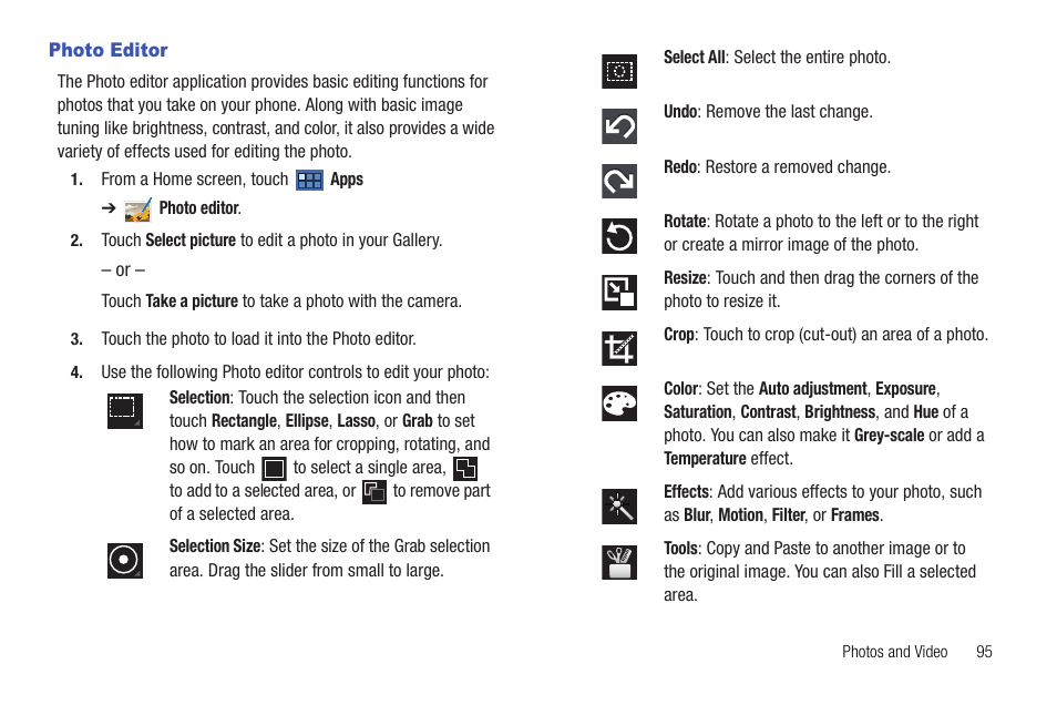Photo editor | Samsung Galaxy Tab 8.9 User Manual | Page 99 / 188