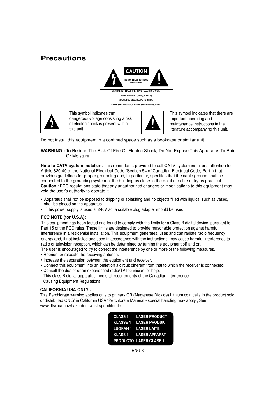 Precautions | Samsung DVD-HD870C User Manual | Page 3 / 62