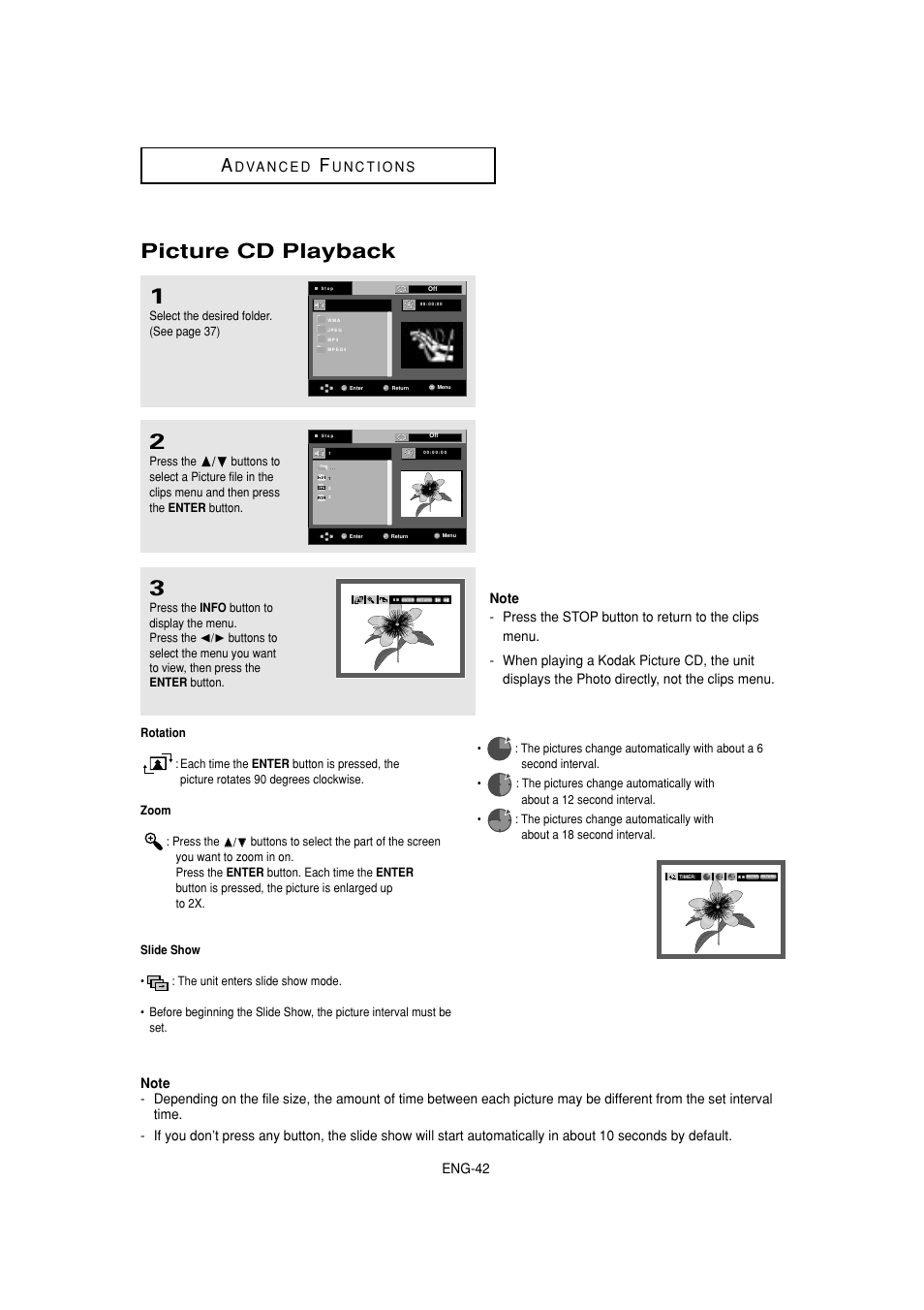 Picture cd playback, Eng-42 | Samsung DVD-HD870C User Manual | Page 42 / 62