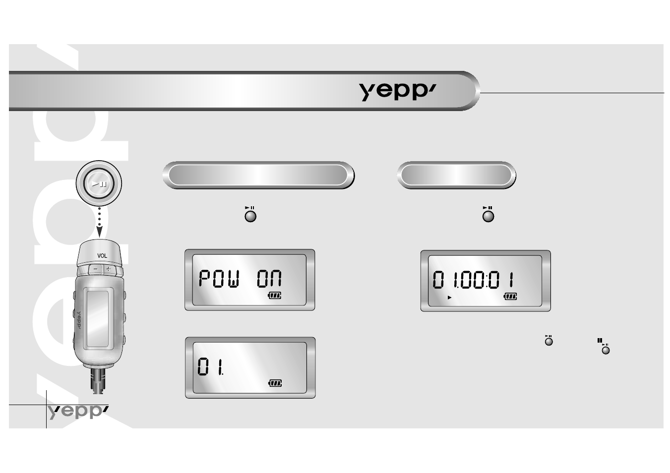 Listening to music through, Turn on the power, Playback | Samsung Yepp YP-NEU User Manual | Page 10 / 48