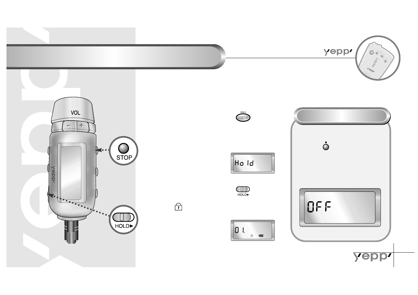 Hold function, Turning off the power | Samsung Yepp YP-NEU User Manual | Page 17 / 48