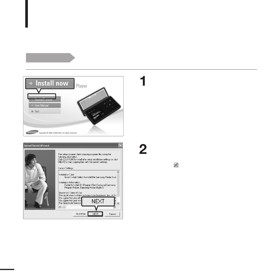 Chapter 2. loading your desired file, Installing samsung media studio | Samsung YP-K5JAB User Manual | Page 16 / 57