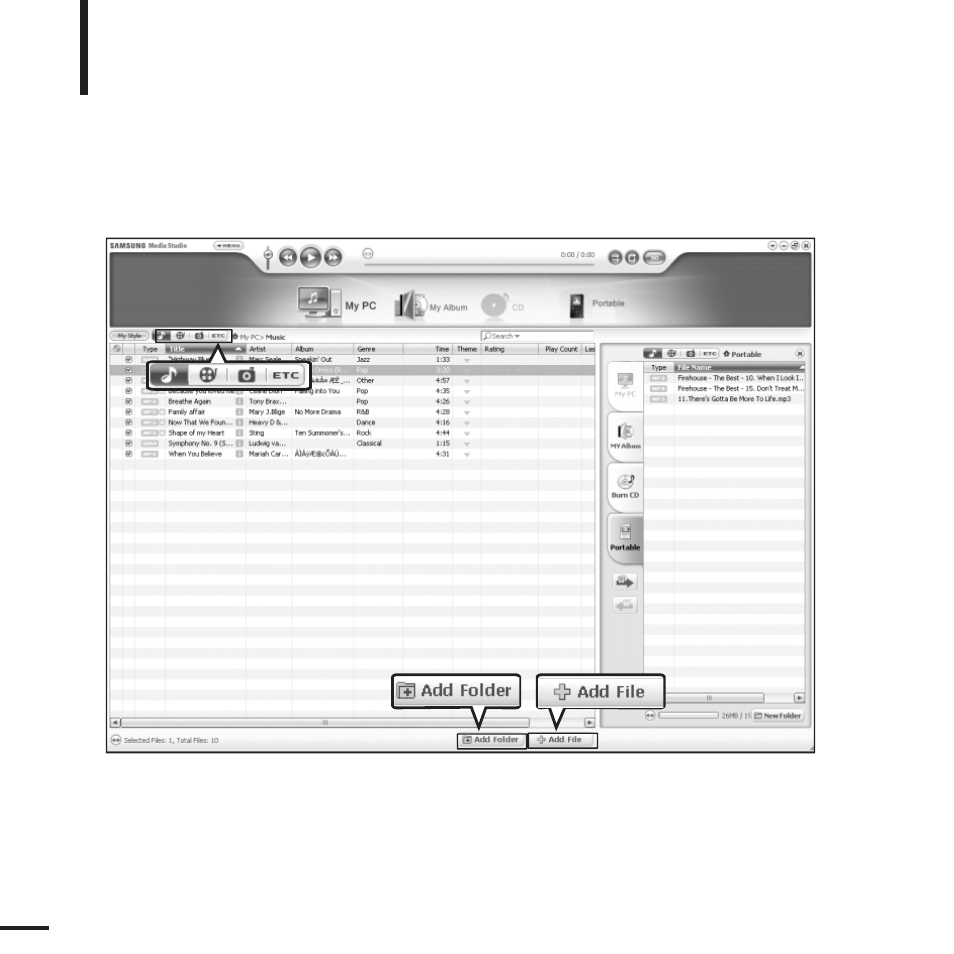 Adding files/folders in samsung media studio | Samsung YP-K5JAB User Manual | Page 18 / 57