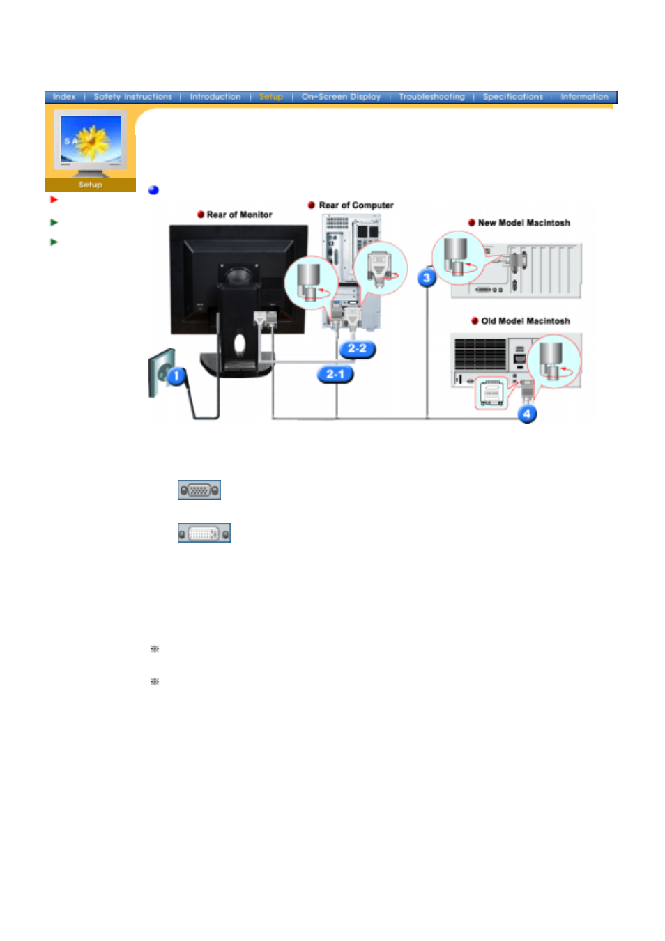 Setup, Connecting your monitor | Samsung 174T User Manual | Page 15 / 80