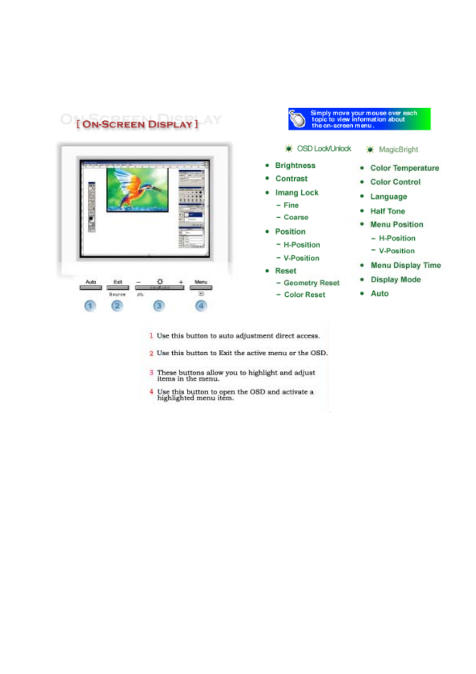 On-screen display | Samsung 174T User Manual | Page 30 / 80
