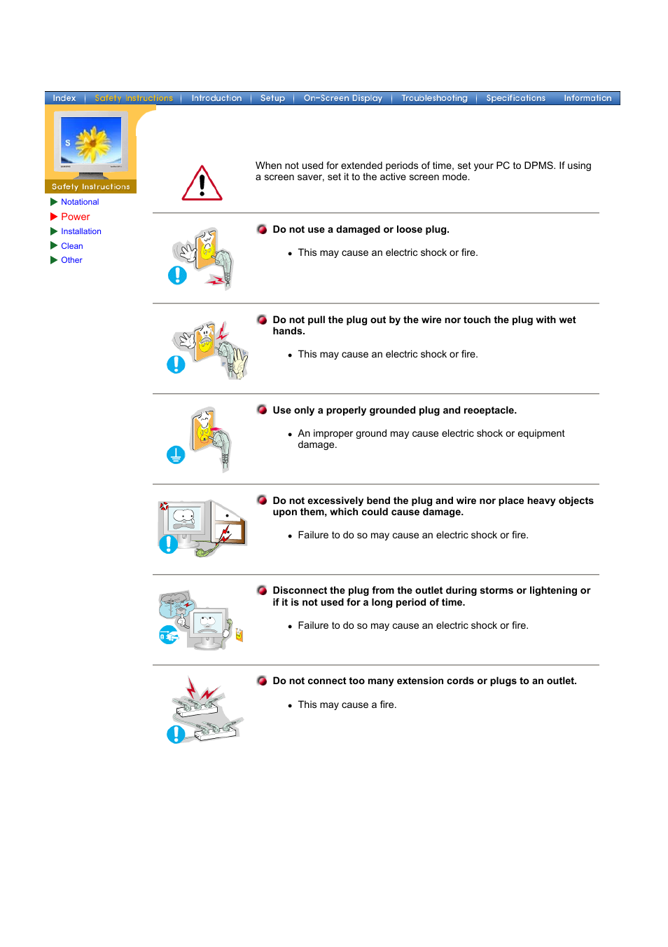 Power | Samsung 174T User Manual | Page 4 / 80