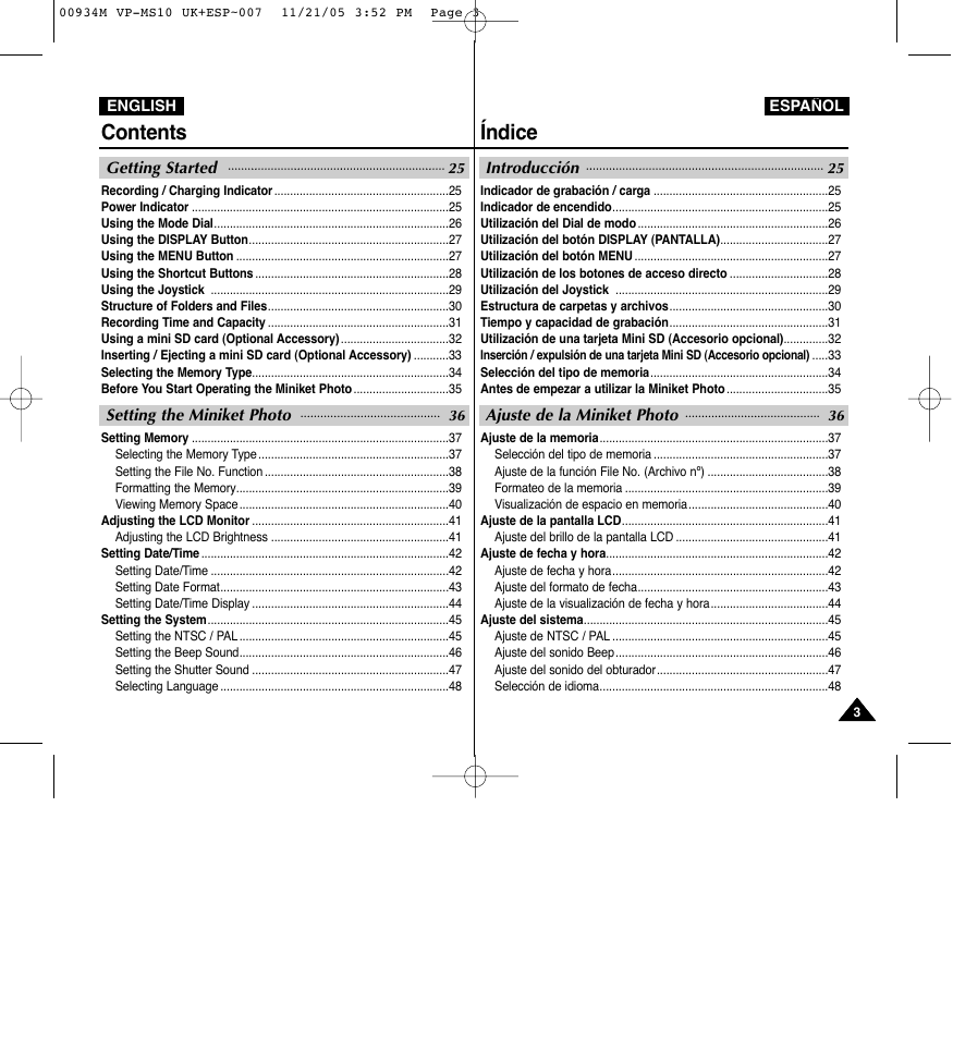 Contents índice | Samsung VP - MS15(R) User Manual | Page 4 / 158