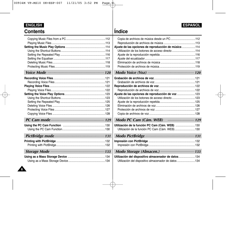 Contents índice | Samsung VP - MS15(R) User Manual | Page 7 / 158