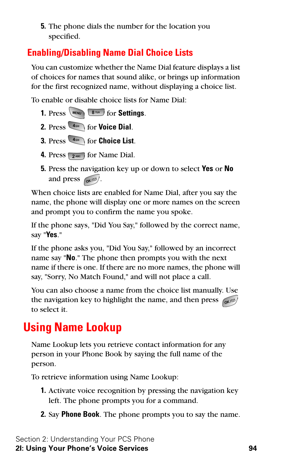 Enabling/disabling name dial choice lists, Using name lookup | Samsung A600 User Manual | Page 104 / 186