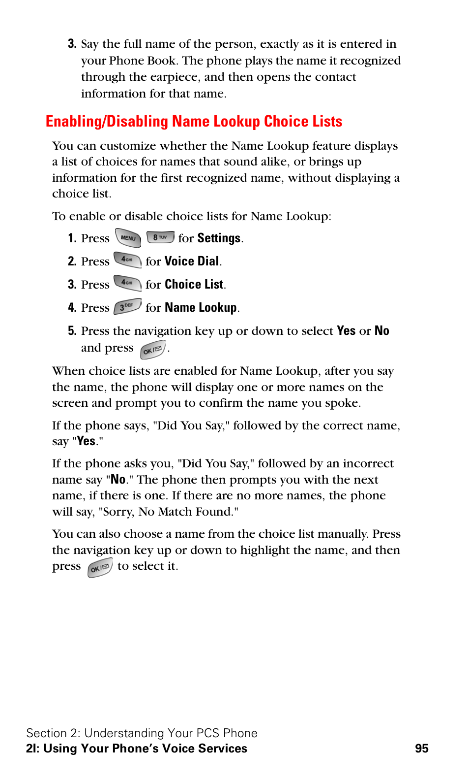 Enabling/disabling name lookup choice lists | Samsung A600 User Manual | Page 105 / 186
