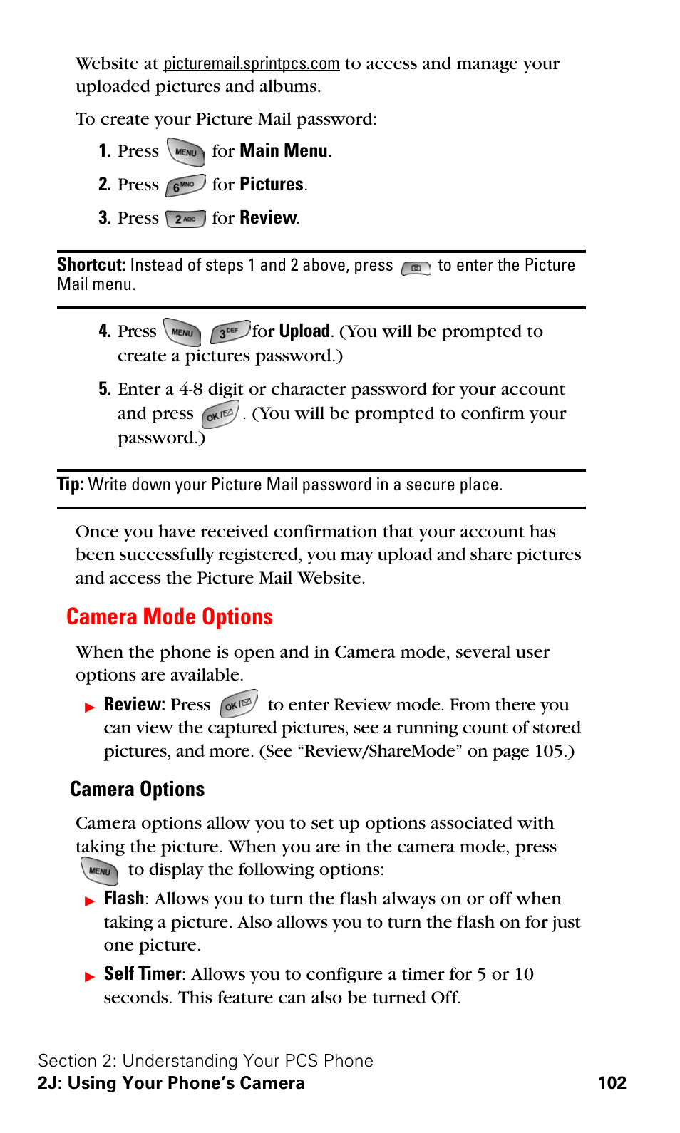 Camera mode options, Camera options | Samsung A600 User Manual | Page 112 / 186