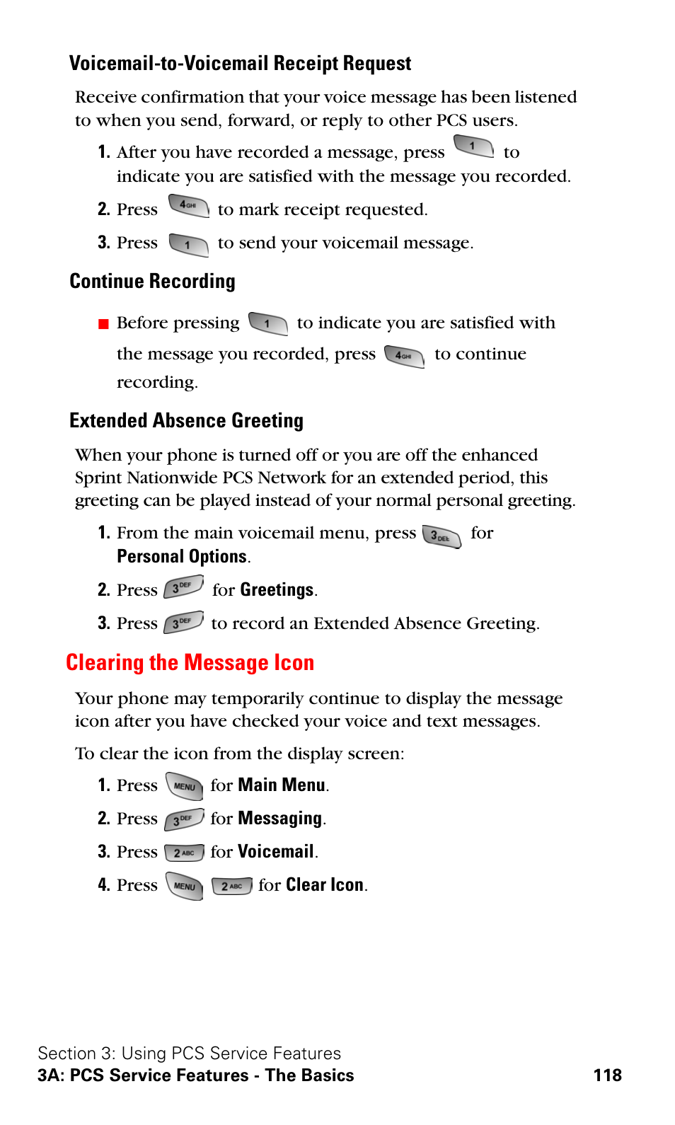 Clearing the message icon | Samsung A600 User Manual | Page 128 / 186