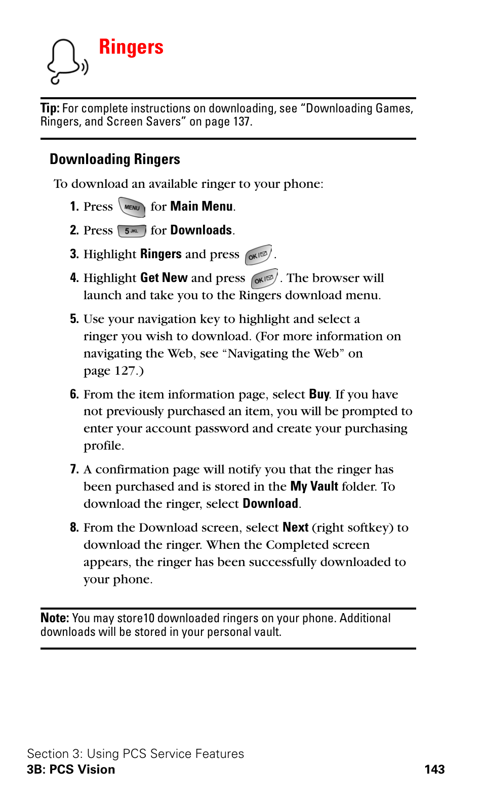 Ringers | Samsung A600 User Manual | Page 153 / 186