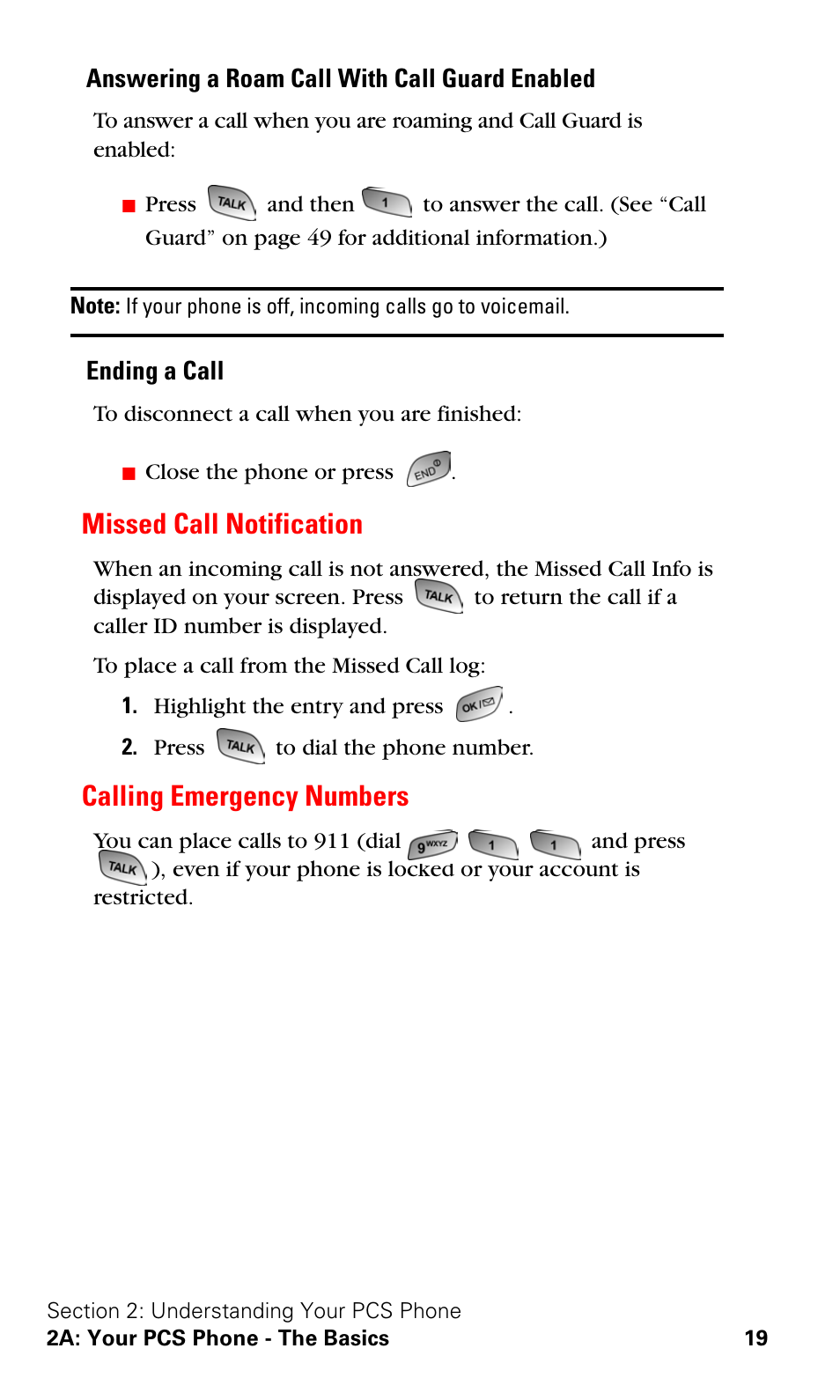 Missed call notification, Calling emergency numbers, Missed call notification calling emergency numbers | Samsung A600 User Manual | Page 29 / 186