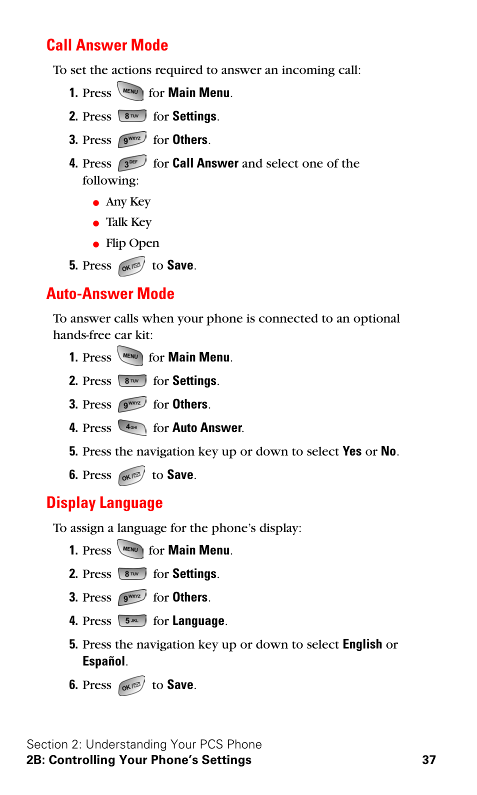 Call answer mode, Auto-answer mode, Display language | Call answer mode auto-answer mode display language | Samsung A600 User Manual | Page 47 / 186