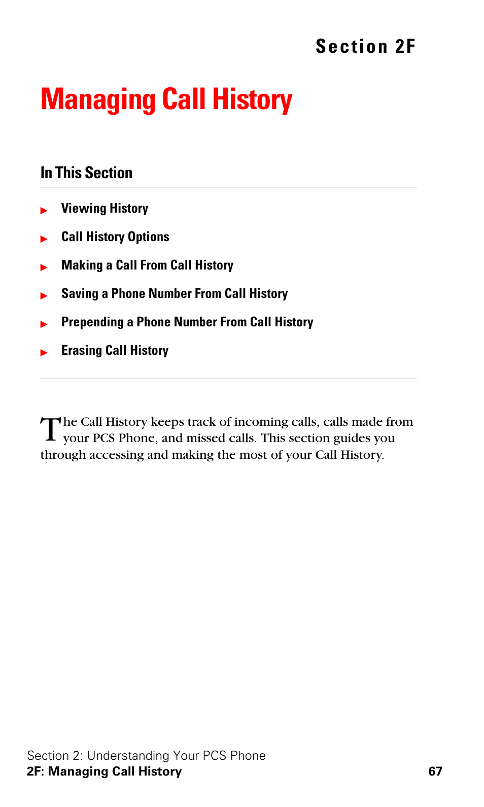 Managing call history, 2f. managing call history | Samsung A600 User Manual | Page 77 / 186