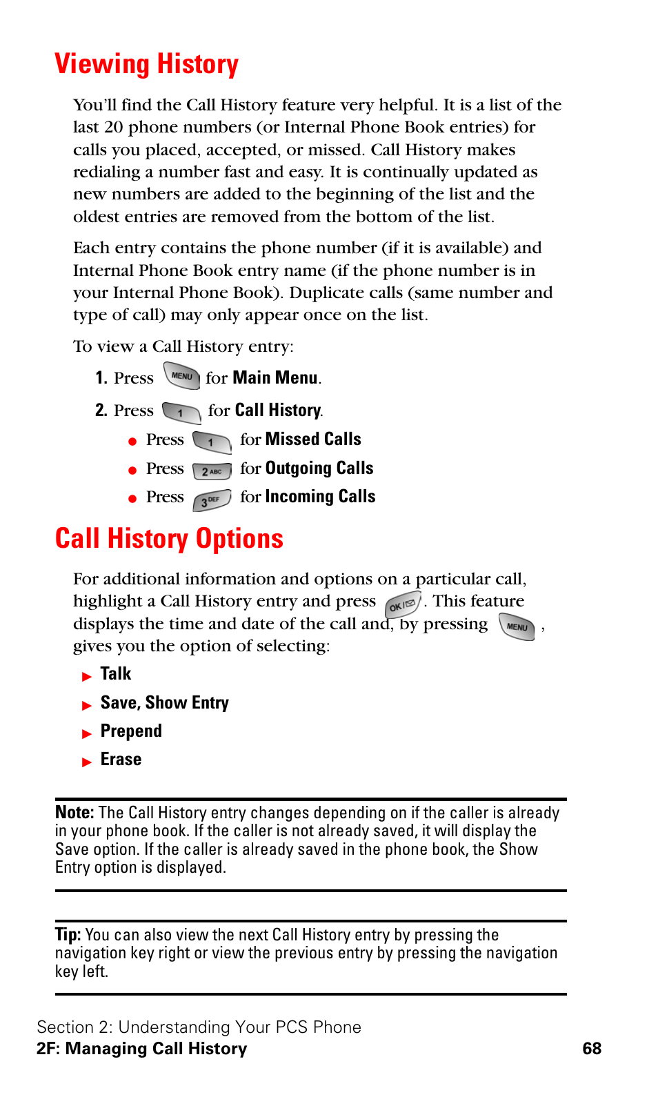 Viewing history, Call history options, Viewing history call history options | Samsung A600 User Manual | Page 78 / 186