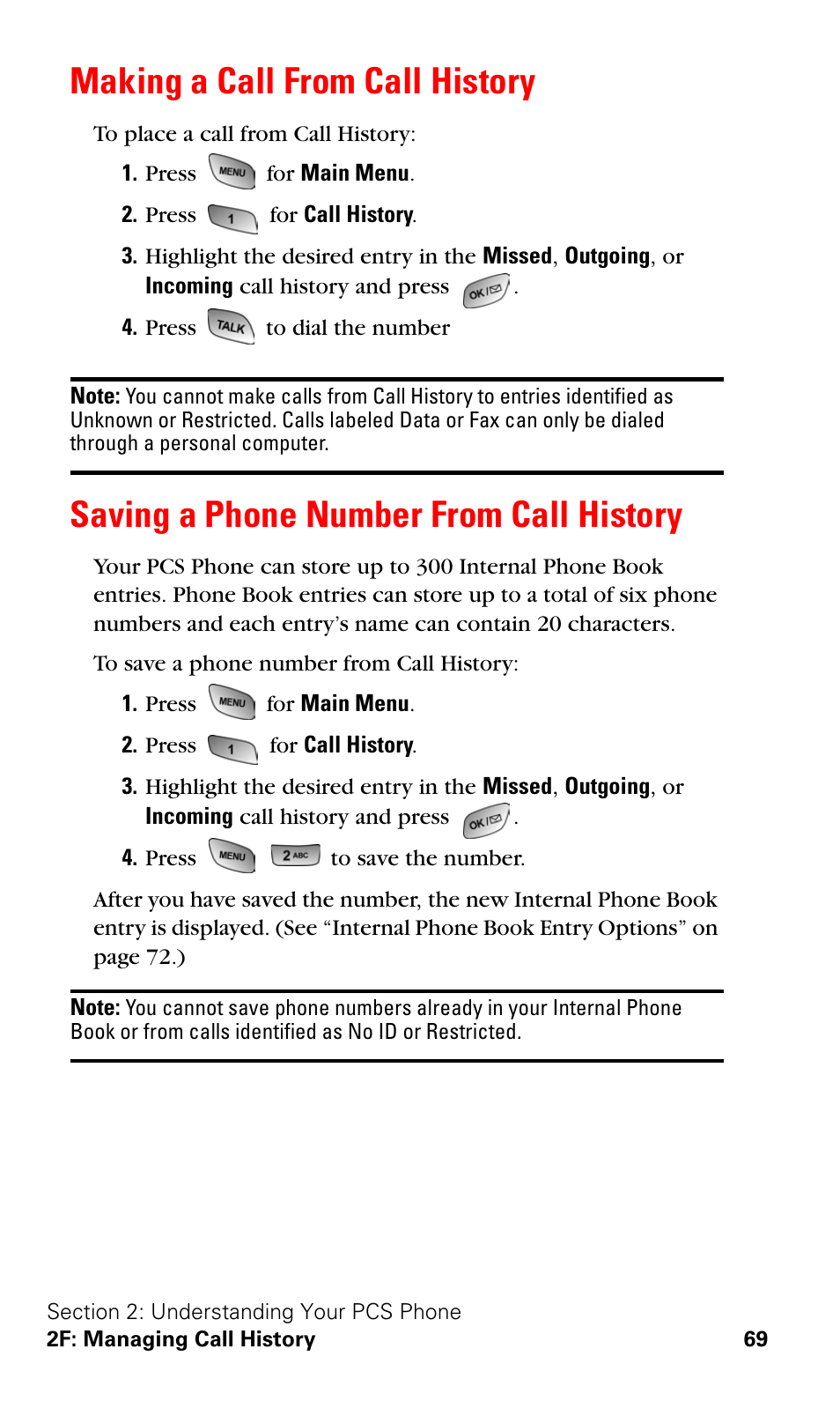 Making a call from call history, Saving a phone number from call history | Samsung A600 User Manual | Page 79 / 186