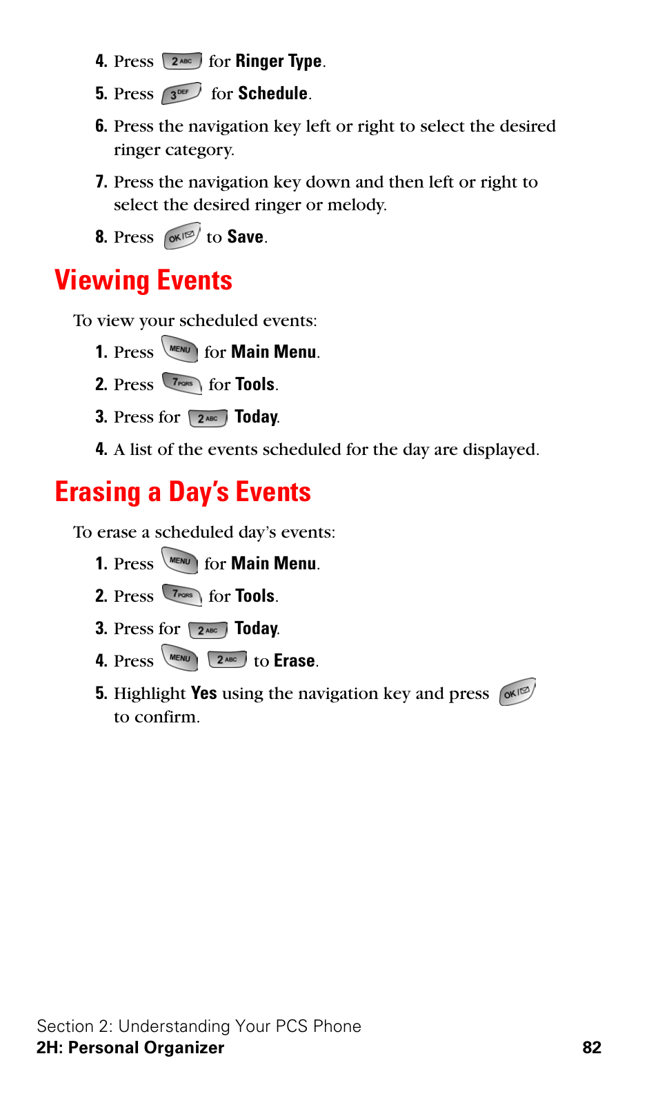 Viewing events, Erasing a day’s events, Viewing events erasing a day’s events | Samsung A600 User Manual | Page 92 / 186