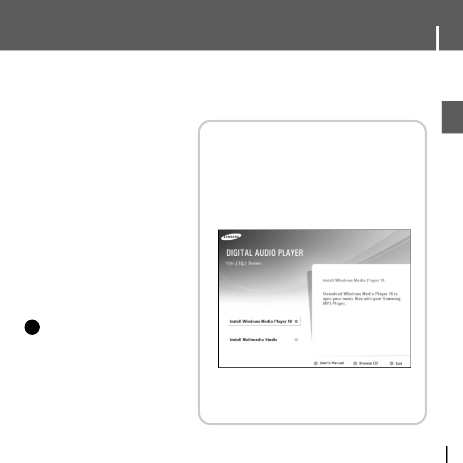 Connecting the player to your pc, Installing software, Iinstalling software 1 | Samsung YH-J70J User Manual | Page 13 / 84