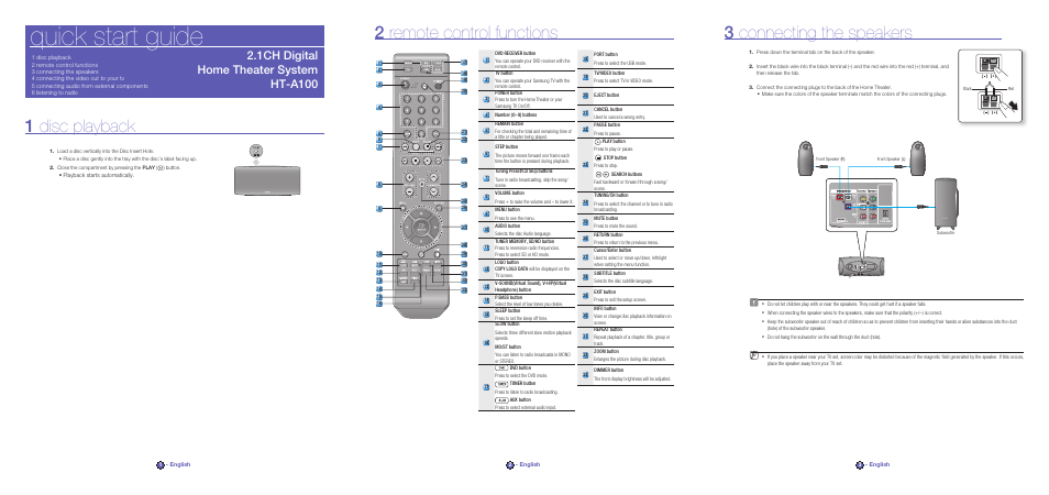 Samsung HT-A100 User Manual | 2 pages