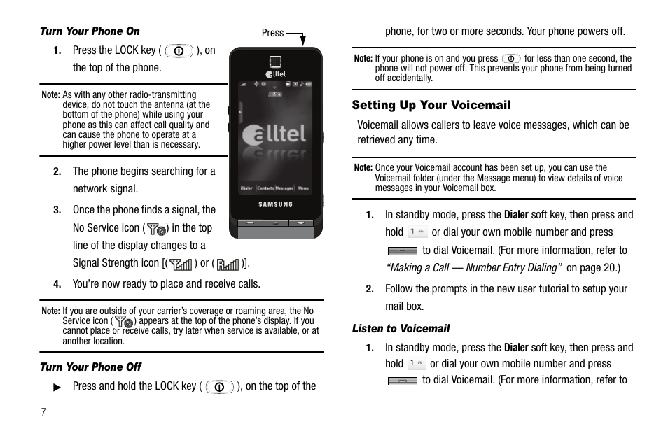 Turn your phone on, Turn your phone off, Setting up your voicemail | Listen to voicemail | Samsung Delve SCH-R800 User Manual | Page 10 / 180