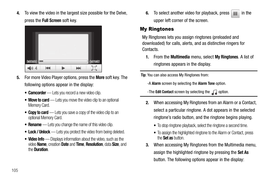 My ringtones | Samsung Delve SCH-R800 User Manual | Page 108 / 180