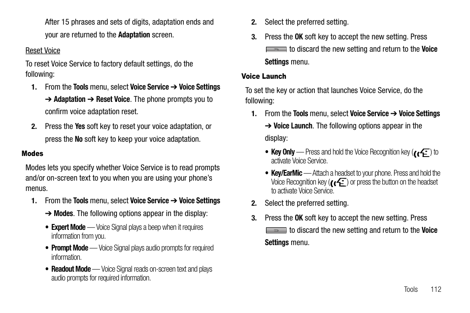 Modes, Voice launch | Samsung Delve SCH-R800 User Manual | Page 115 / 180