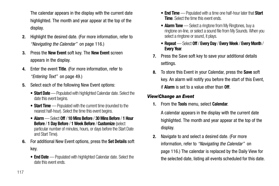 View/change an event | Samsung Delve SCH-R800 User Manual | Page 120 / 180