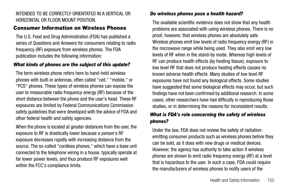 Consumer information on wireless phones, Do wireless phones pose a health hazard | Samsung Delve SCH-R800 User Manual | Page 155 / 180