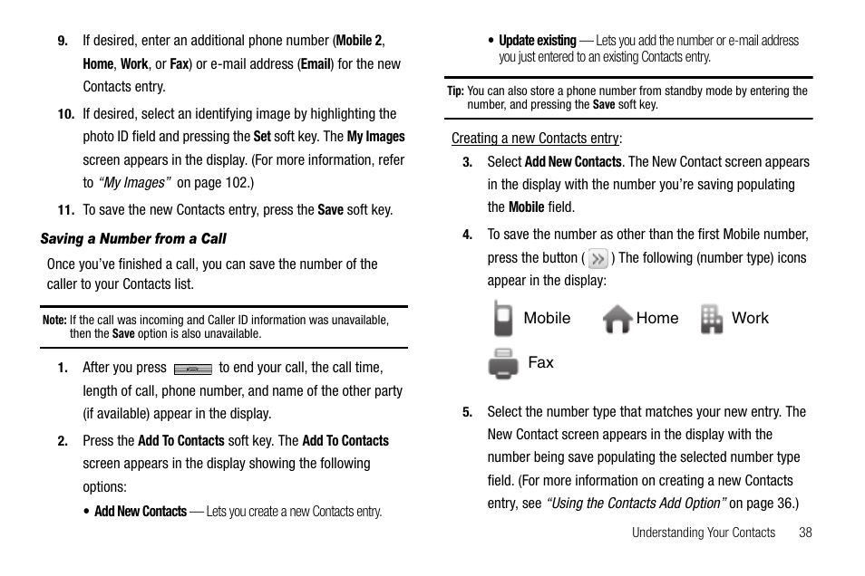 Saving a number from a call | Samsung Delve SCH-R800 User Manual | Page 41 / 180