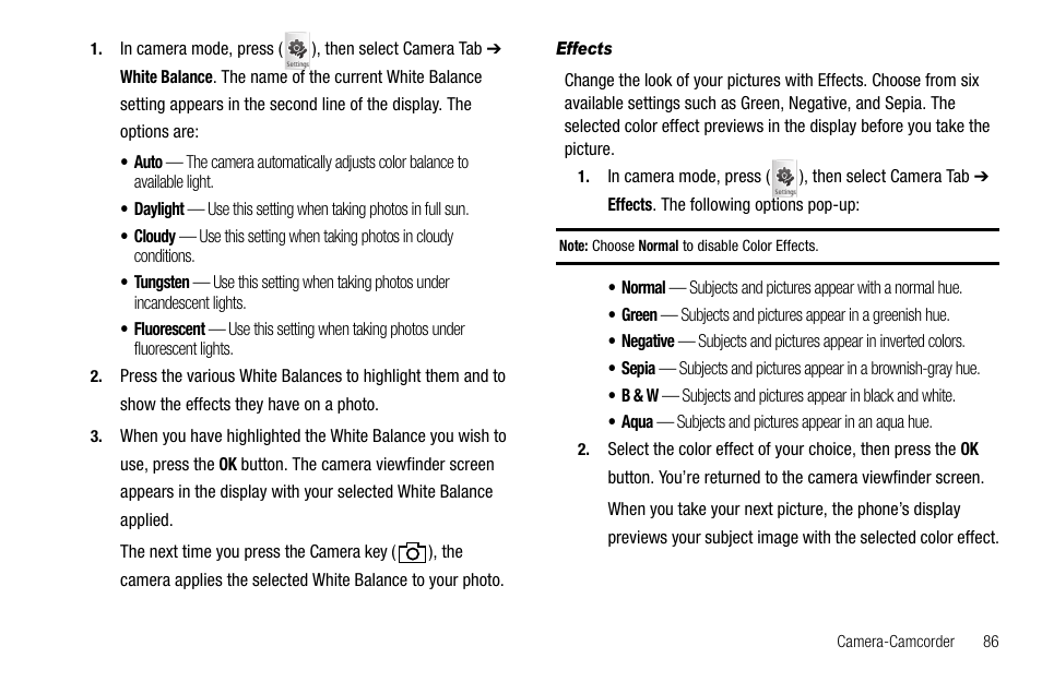 Effects | Samsung Delve SCH-R800 User Manual | Page 89 / 180