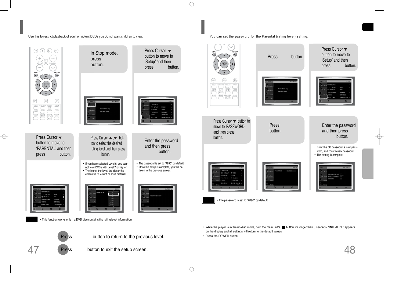 Setting parental controls (rating level), Setting the password, Setting the password 48 | Samsung HT-Q100W User Manual | Page 25 / 35