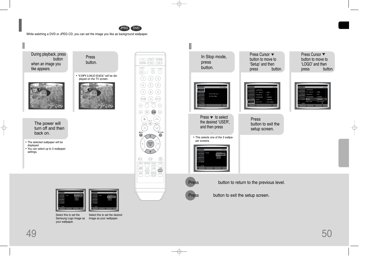 Setting the wallpaper | Samsung HT-Q100W User Manual | Page 26 / 35