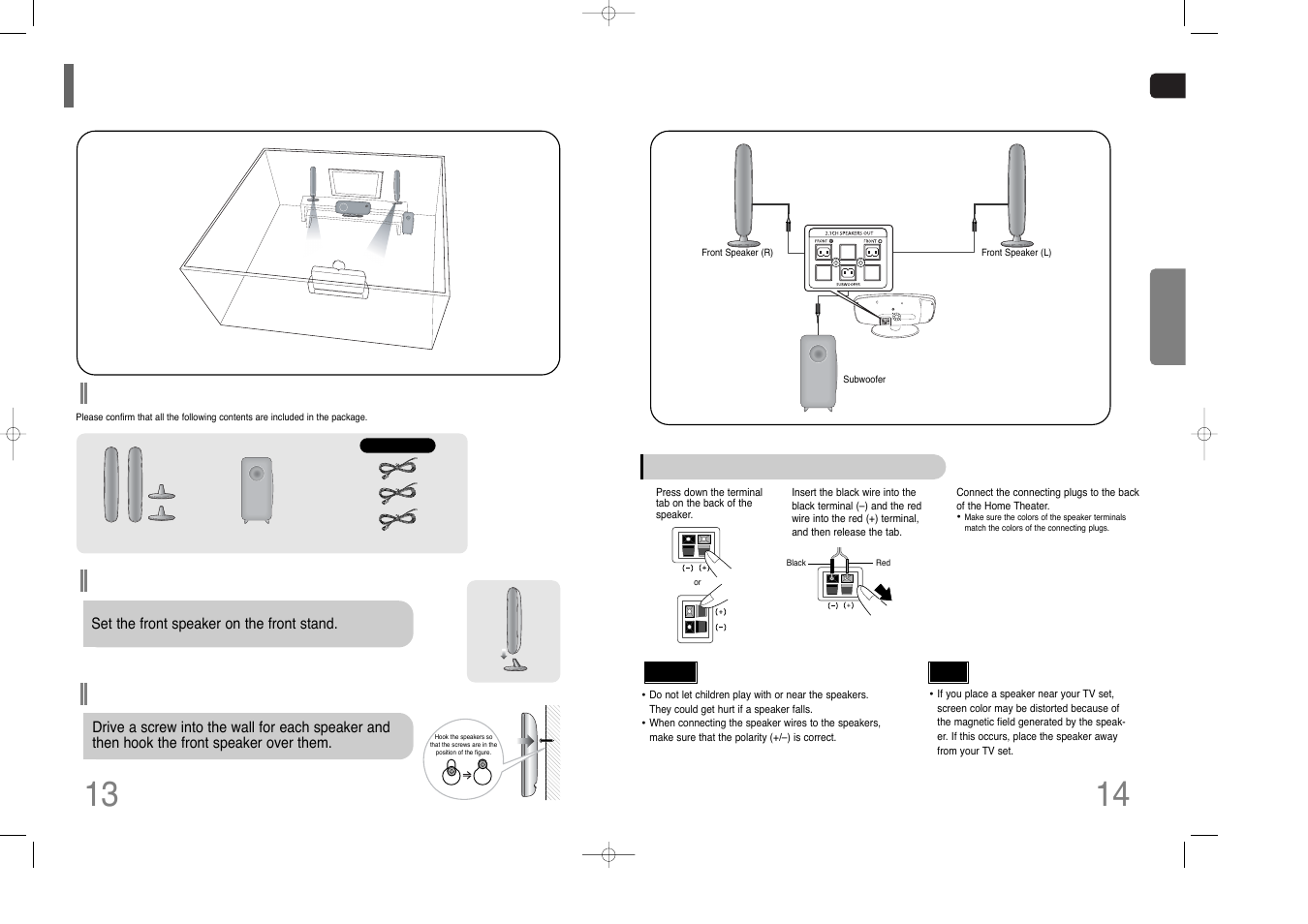 Before connecting the speakers | Samsung HT-Q100W User Manual | Page 8 / 35