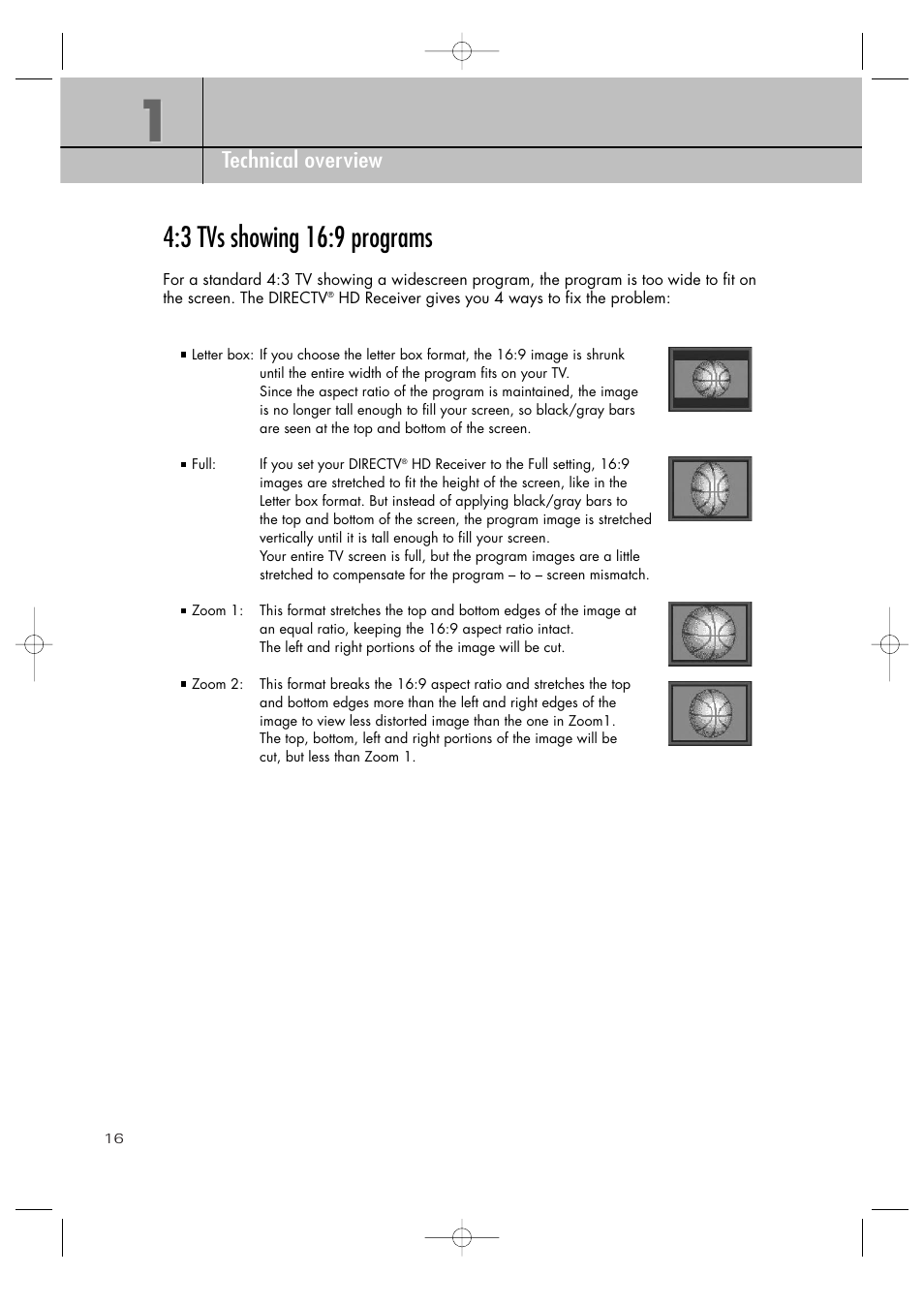 3 tvs showing 16:9 programs | Samsung SIR-TS360 User Manual | Page 16 / 116