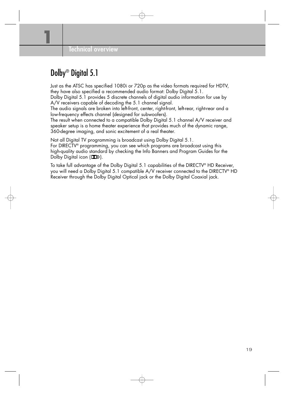 Dolby, Digital 5.1 | Samsung SIR-TS360 User Manual | Page 19 / 116