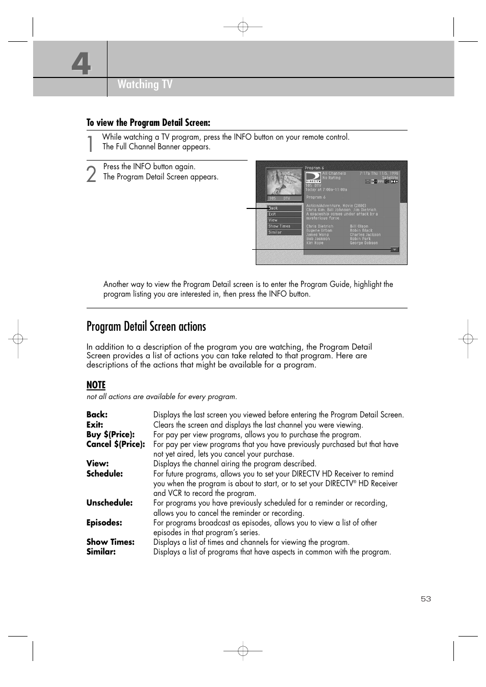 Program detail screen actions | Samsung SIR-TS360 User Manual | Page 53 / 116